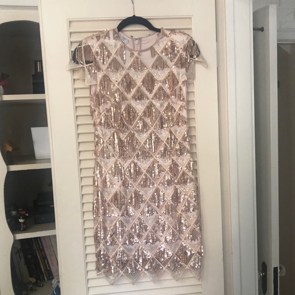 Ryse Skyler rose gold sequin/fringe dress